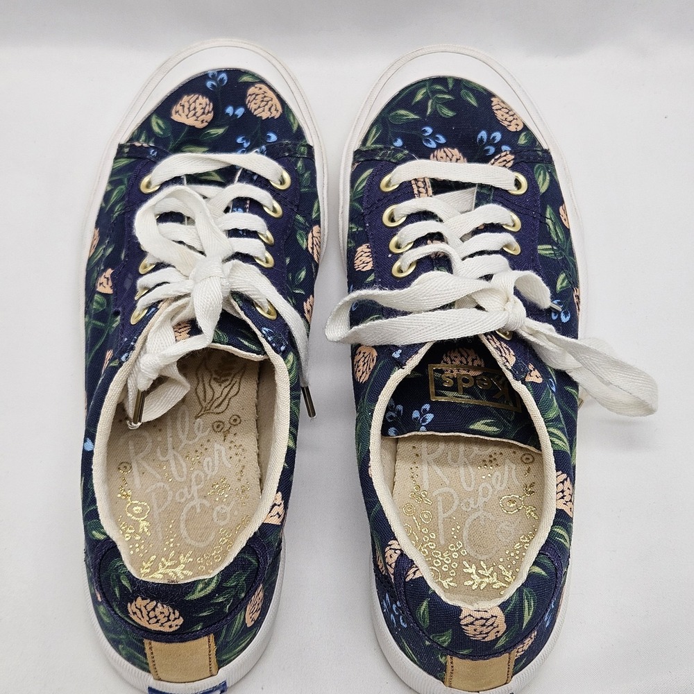 Keds x Rifle Paper Co Women's‎ Size 7.5 Sneakers Blue Peonies Floral Print Shoes - Picture 8 of 12